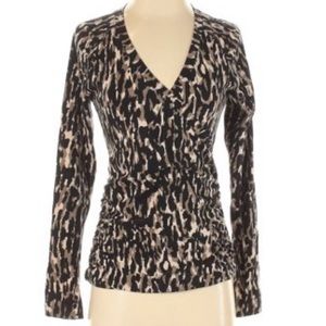 CAbi Long Sleeve Faux Wrap Top Style#131